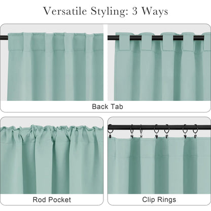 Blackout Curtains Short (Mint Green / 42"W x 36"L (Pack of 2))