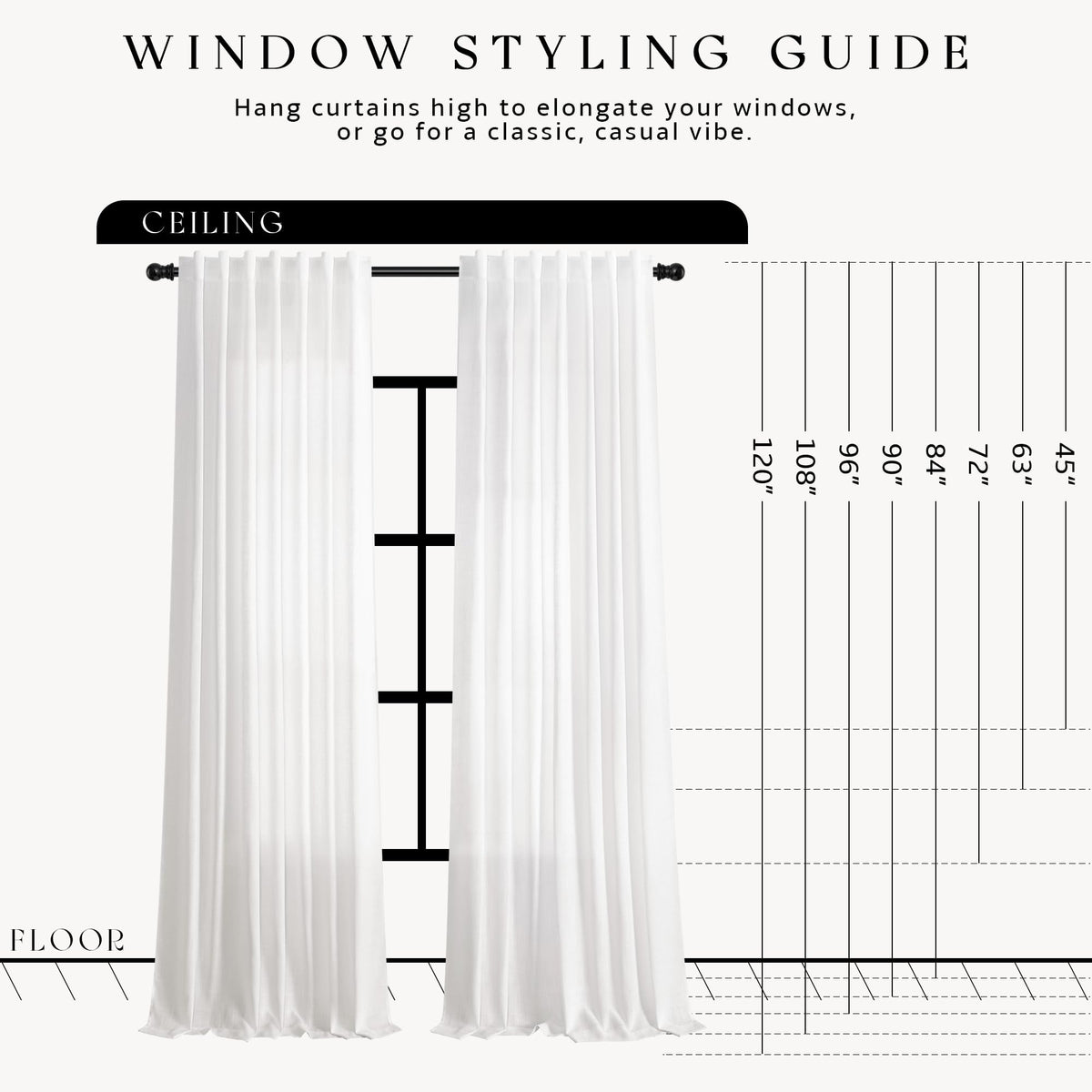 White Linen Curtains 102 Inches Long for Living Room 2 Panels (White / 52"W x 102"L (Pack of 2))