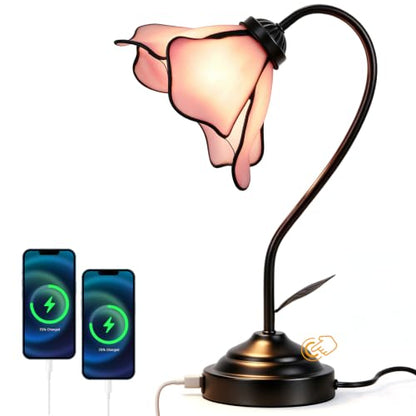 Table Lamp Handmade Flower Stained Glass Bedside Lamp