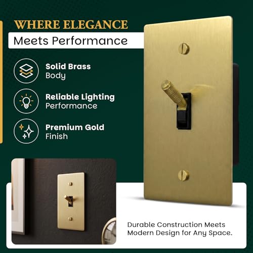 Solid Brass Gold Metal Toggle Light Switch