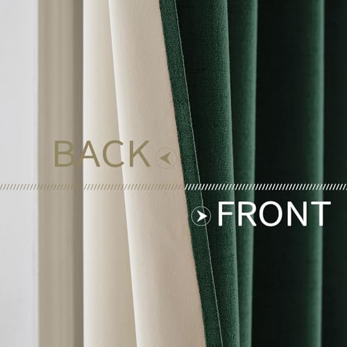 100% Blackout Linen Curtains for Bedroom 42x84 Inches Emerald Green (Emerald Green / 42"W x 84"L (Pack of 2))