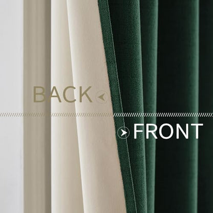 100% Blackout Linen Curtains for Bedroom 42x84 Inches Emerald Green (Emerald Green / 42"W x 84"L (Pack of 2))