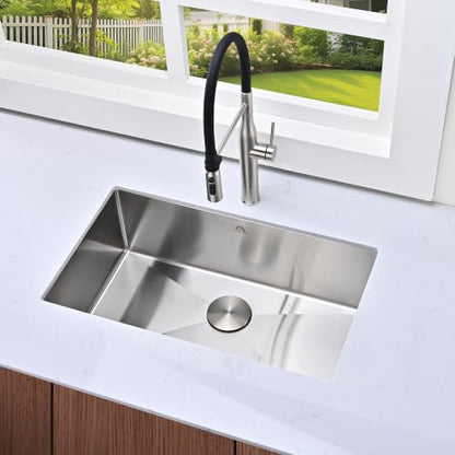 Workstation Undermount Kitchen Sink 16 Gauge Stainless Steel Ledge Single Bowl Sink with Bamboo Cutting Board Roll