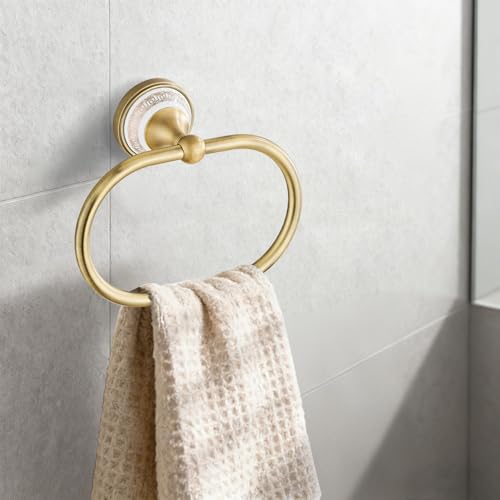 Towel Ring Wall Mounted Antique Brass Towel Holder for Bathroom (Antique Bronze Oval)