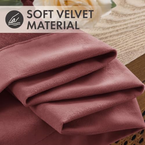 Dusty Rose Velvet Curtains 4 Panel Set Back Tab 40 x 96 Inch Long (Dusty Rose / 40"W x 96"L (Pack of 4))