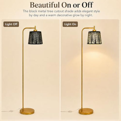 Farmhouse Floor Lamp with Black & Gold Metal Shade