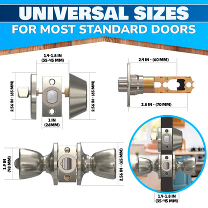 Mobile Home Door Knobs with Deadbolt (Silver)