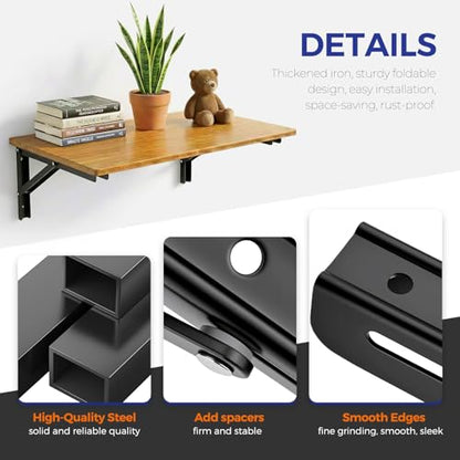 Black Folding Shelf Brackets (6 Inch)