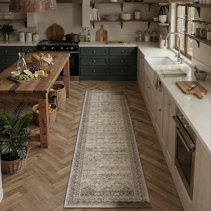 2x8 Runner Rugs Retro Brown Washable Rug (Taupe Brown / 2' x 8' (Runner))