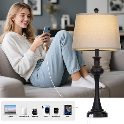 Black Table Lamps Set of 2 (Black-set of 2)