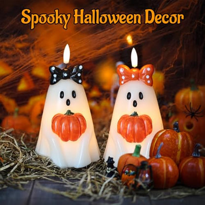 Halloween Ghost Candles Battery Operated with Timer Flameless Flickering