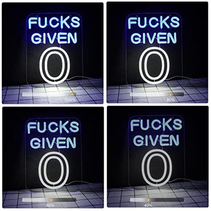 Zero Funks Given Neon Signs for Wall Decor Neon Lights for Bedroom Led Signs Suitable for Man Cave Living Room Taverns Bar Unique Gift for Lover (FUNKS GIVEN 0)