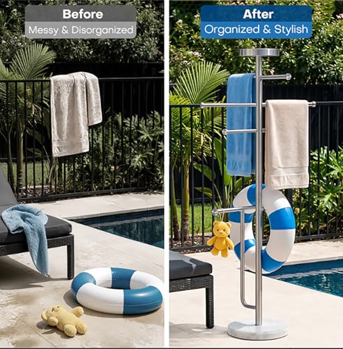 Freestanding Pool Towel Rack Outdoor