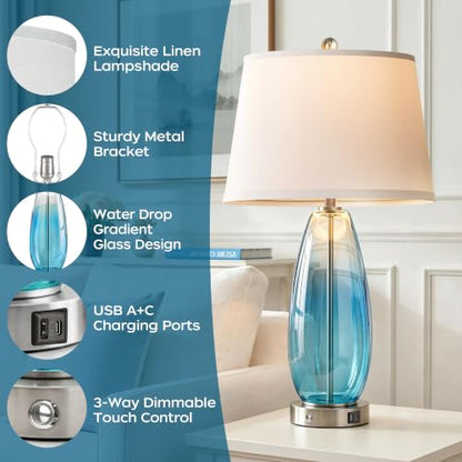 27" Glass Table Lamps for Living Room