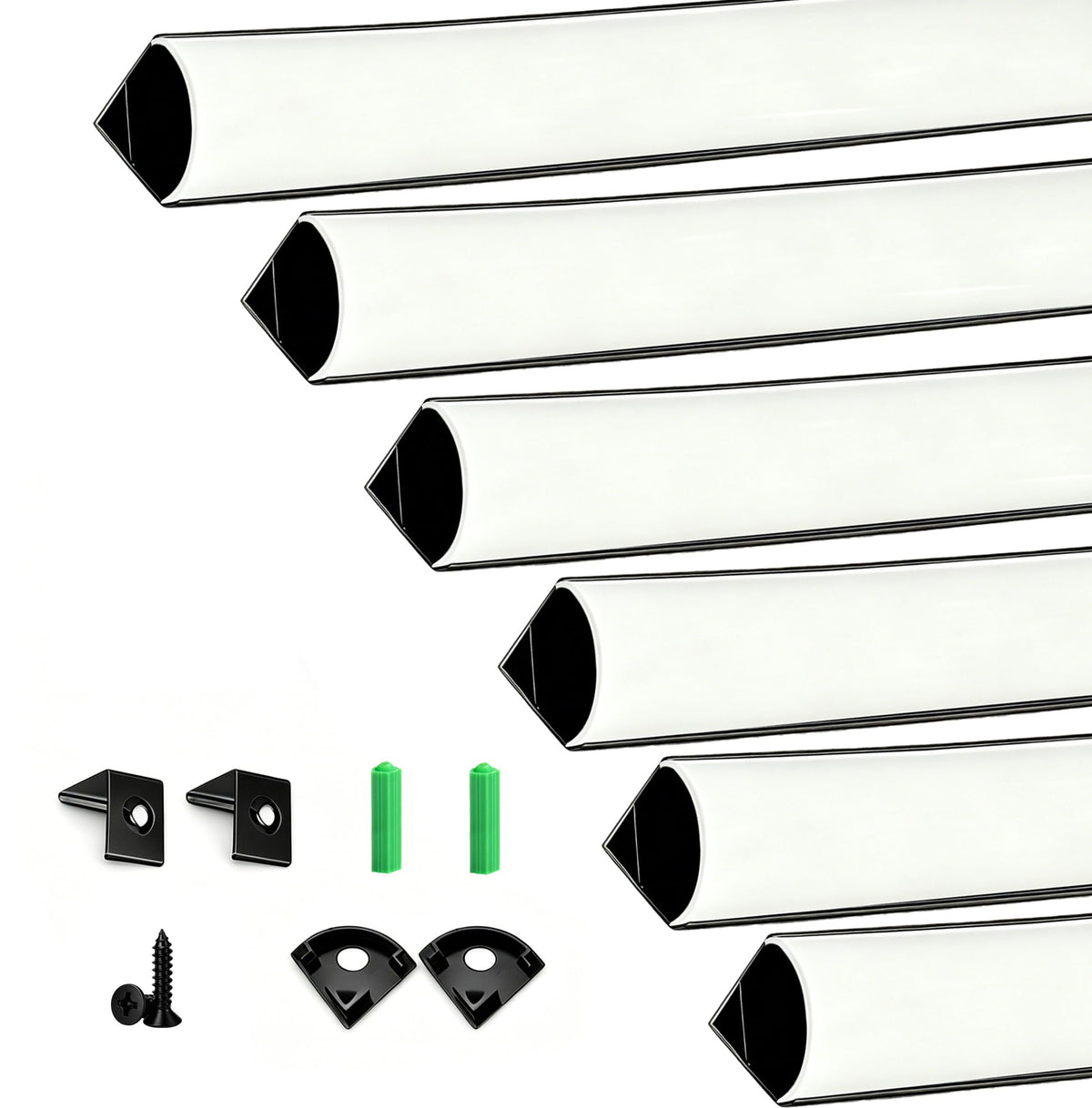 V Shape LED Strip Channel Aluminum 3.28ft with Diffuser 6Pack (Black / White)