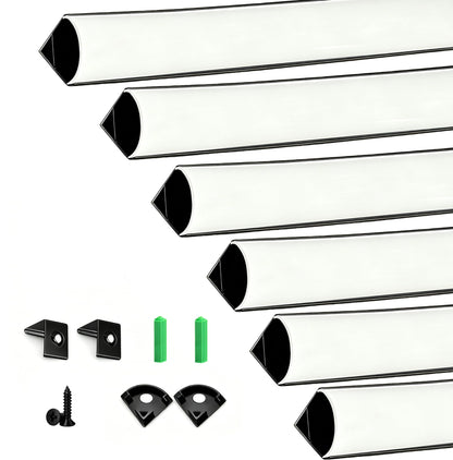 V Shape LED Strip Channel Aluminum 3.28ft with Diffuser 6Pack (Black / White)