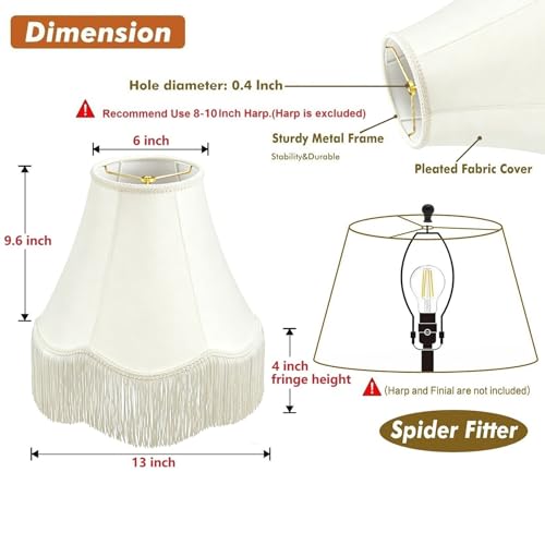 Fringe Lamp Shade 6" Top x 13" Bottom x 9.6" High
