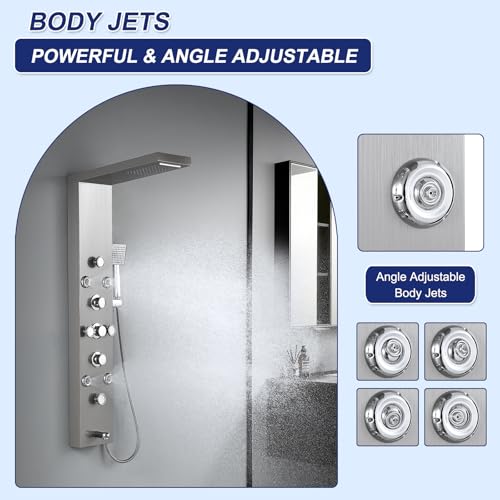 6 in 1 Rainfall Waterfall Shower Panel Tower System