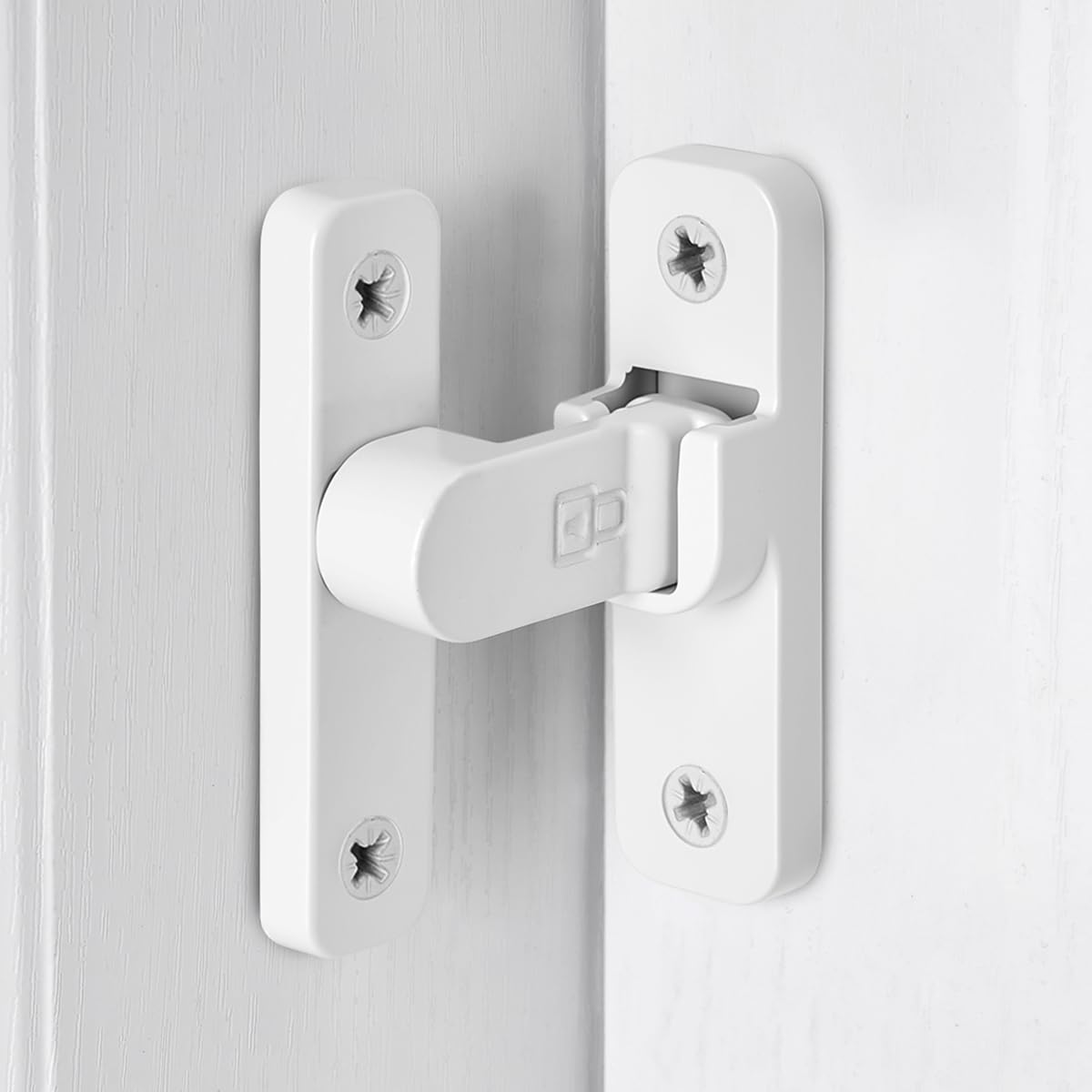 2 Pcs White 90 Degree Right Angle Barn Door Latches (White)
