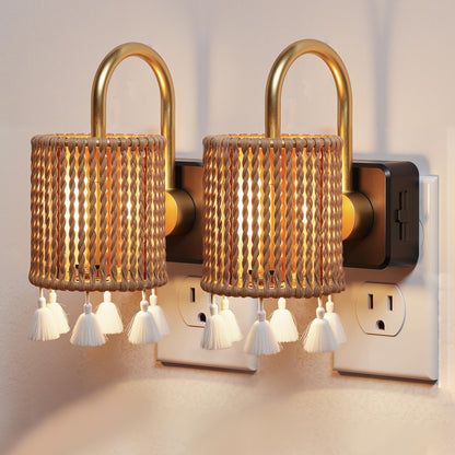 Night Lights Plug into Wall (Gold Ring-3000K / 2 Pack)