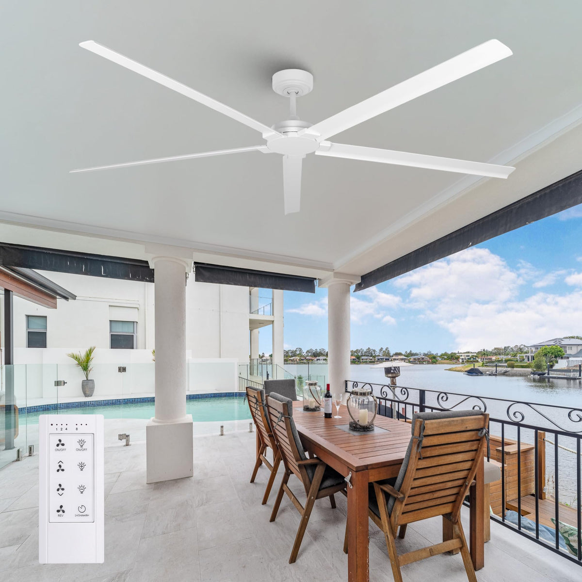 72" Outdoor Ceiling Fan With Remote (White / 72-inch)