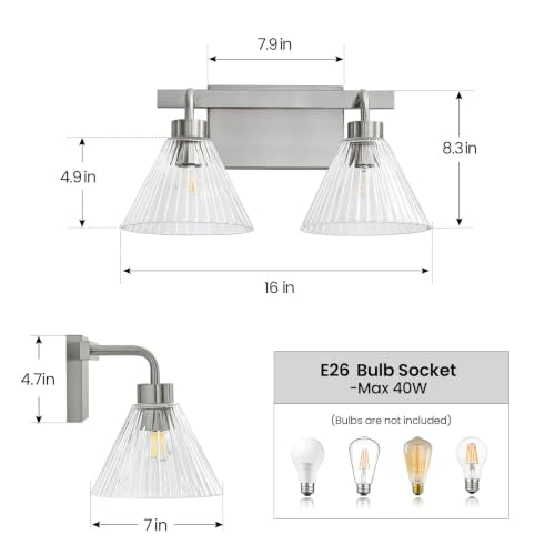 Modern Bathroom Light Fixture Over Mirror with Clear Glass Shade Vanity Light Fixture for Bath Bedroom Makeup Area