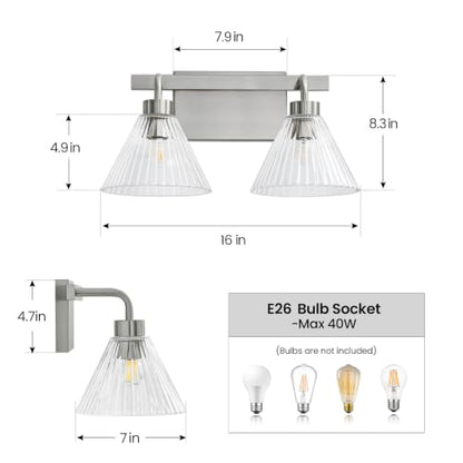 Modern Bathroom Light Fixture Over Mirror with Clear Glass Shade Vanity Light Fixture for Bath Bedroom Makeup Area