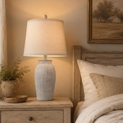 Ceramic Table Lamp for Living Room (24.5" 1 Pcs - Brown)