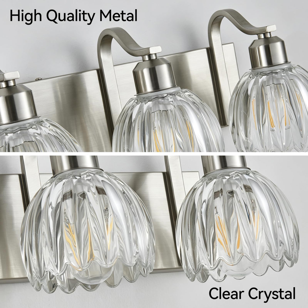Brushed Nickel Vanity Lights for Bathroom with Clear Tulip Glass Shade (Brushed Nickel - Tulip Clear / 4-light)
