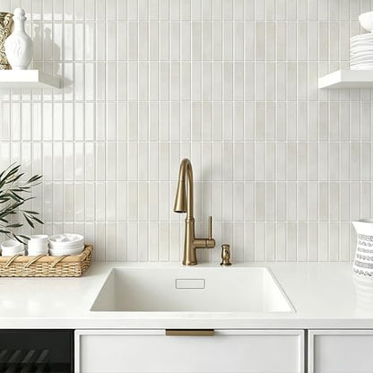 10 Sheet Peel and Stick Backsplash White Stick on Tile