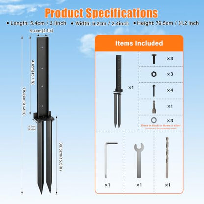 8 Pcs Fence Post Anchor Kit