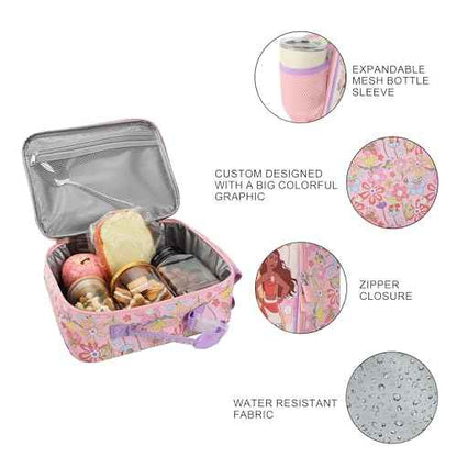 Disney Princess Characters On Floral Print 8" Lunch Kit (Disney Floral Pink)