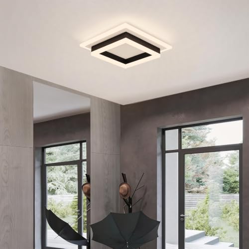 Square Modern LED Ceiling Light (White&Black / 10.62 Inches)