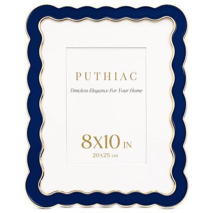 8x10 Scalloped Wavy Metal Picture Frame (Midnight Navy / 8x10)