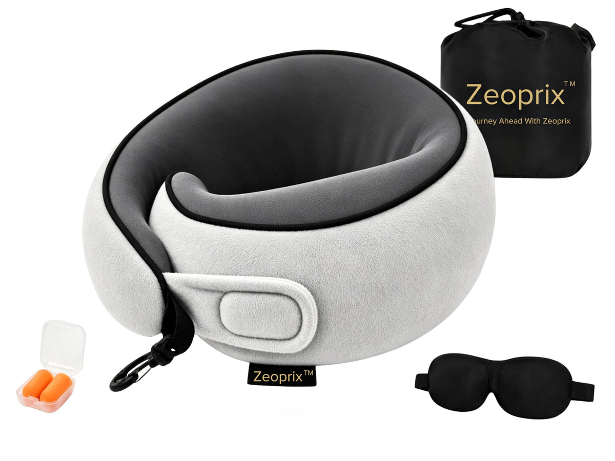 Travel Neck Pillow for Airplane (Light Grey)