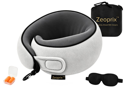 Travel Neck Pillow for Airplane (Light Grey)