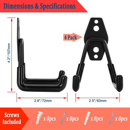 4 Pack Garage Hooks Heavy Duty (2.8 inch)
