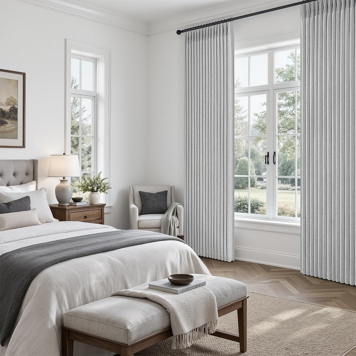 Extra Long 108 Inch Pinch Pleated Blackout Curtains 2 Panels (Lightgrey / 50"W x 108"L (Pack of 2))