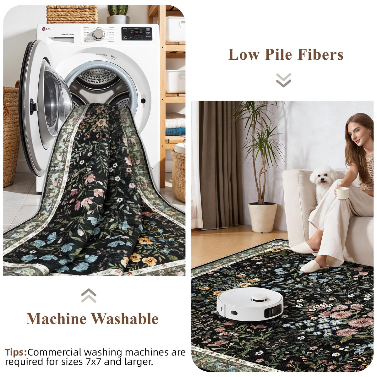 3x5 Entryway Rug Washable Rugs (Black / 3x5)
