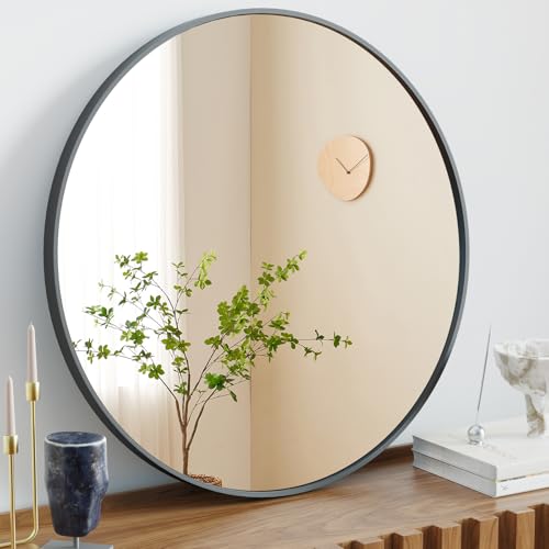 30 Inch Round Wall Mirror (Classical Black / 30.1"L x 30"W / Round)