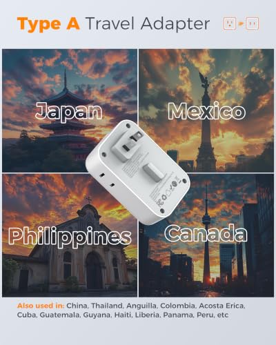 2 Pack 8 in 1 Travel Plug Adapter Type C