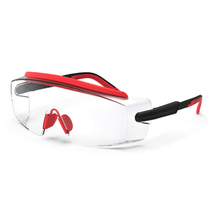Anti fog Safety Glasses Over Glasses (Red)