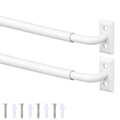 French Door Curtain Rod 2 Pack 8 to 12 Inch (White / 8-12"(2 Pack))