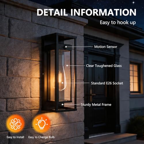 15 Inch Motion Sensor Outdoor Wall Light Fixtures Waterproof Porch Lights Outdoor Anti