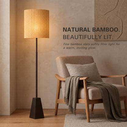 Bamboo Lamp Shades 2 Pack (Natural Bamboo - Large Tall Drum)