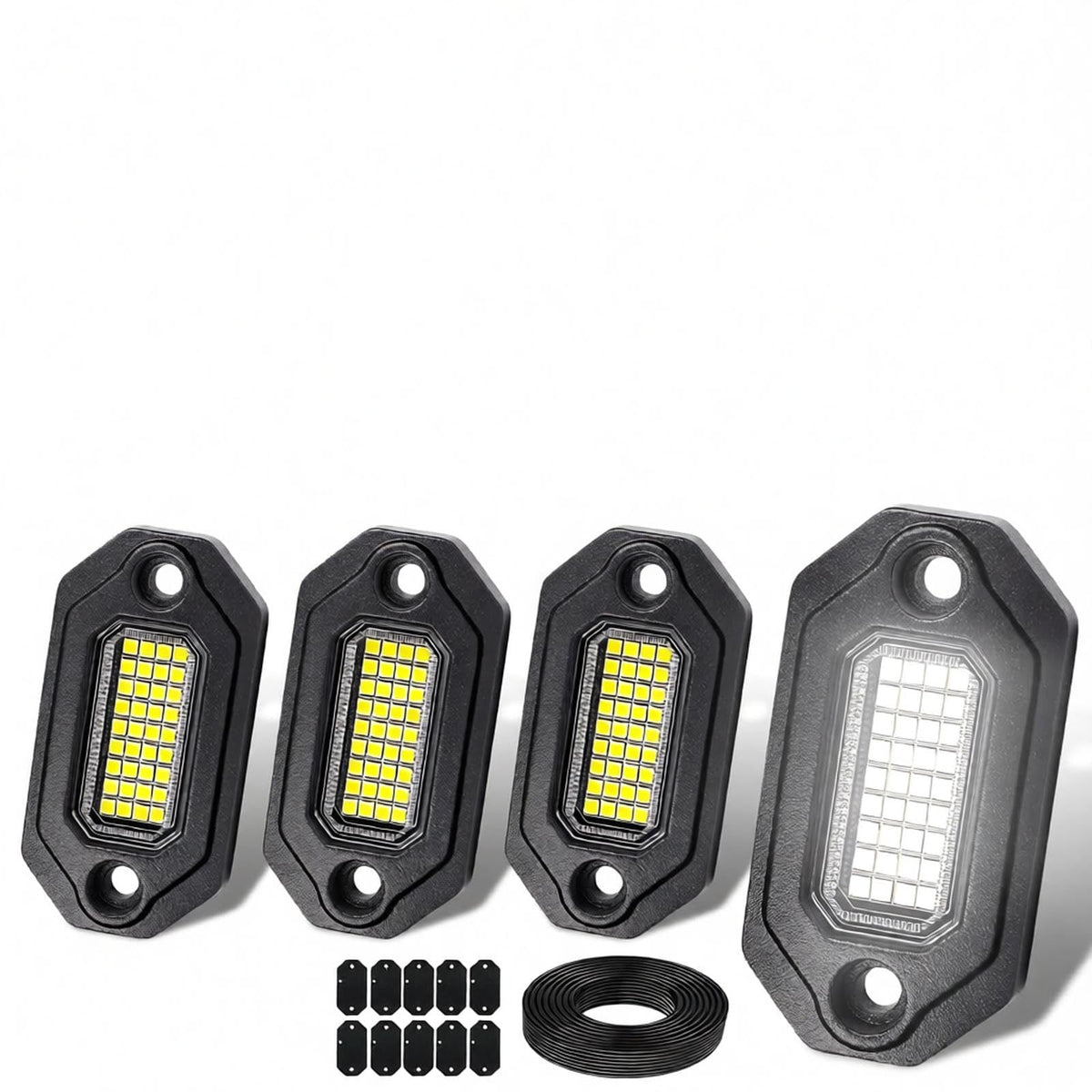 4 Pods Aluminium Pure White LED Rock Lights (4 Pods)