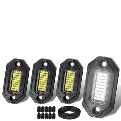 4 Pods Aluminium Pure White LED Rock Lights (4 Pods)