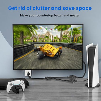 1625W Power Cord Splitter 3 Prong Outlet Extender Cable for Outdoor Indoor