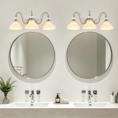 Brushed Nickel Bathroom Vanity Light (Nickel and White / 3-Light)