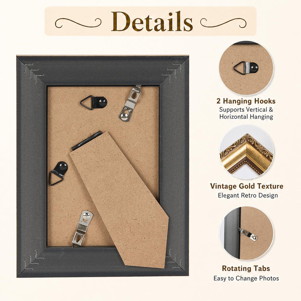 3.5x5 Vintage Picture Frame (Gold / 3.5x5 inch)